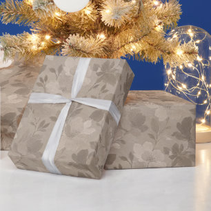 Textured Contemporary Flower Silhouettes Wrapping Paper