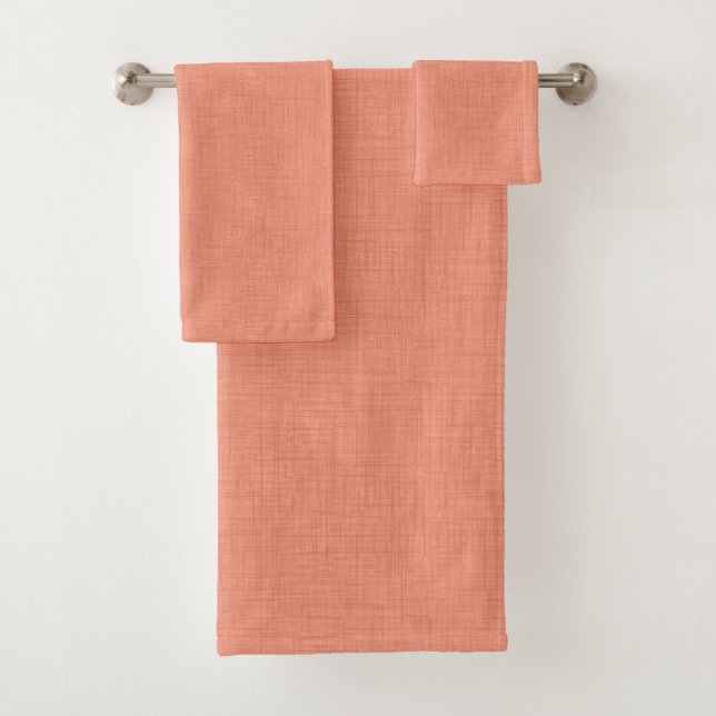Textured coral "soothing coral".  popular solid   bath towel set (Insitu)