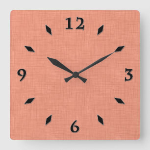 Textured coral "soothing coral".  popular solid   square wall clock