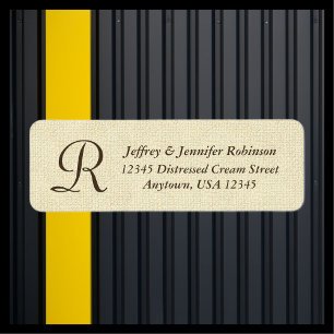 Textured Cream Name and Address Label Monogram