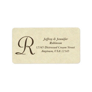 Textured Cream Return Address Label Monogram