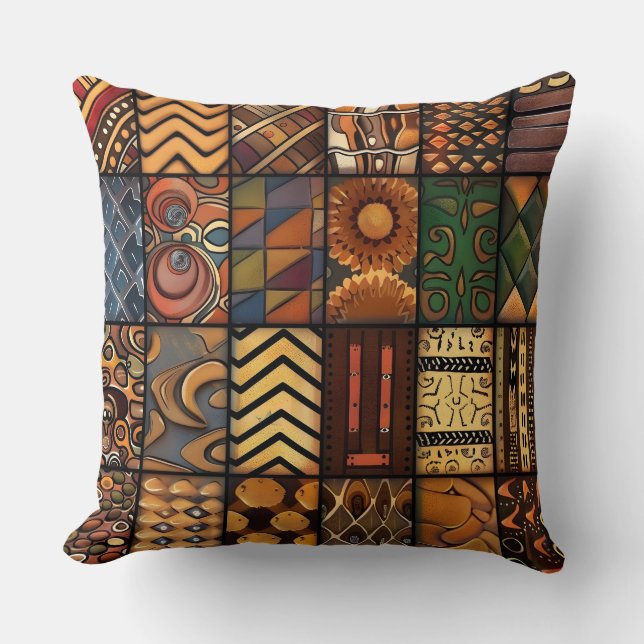 Textured Cultural Patchwork Cushion (Front)
