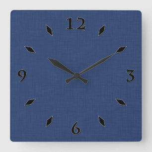 Textured dark Blue Square Wall Clock