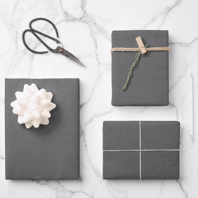 Textured Dark Grey Wrapping Paper Sheet (Front)
