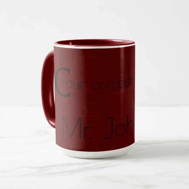 Textured dark red with your company logo mug (Front Left)