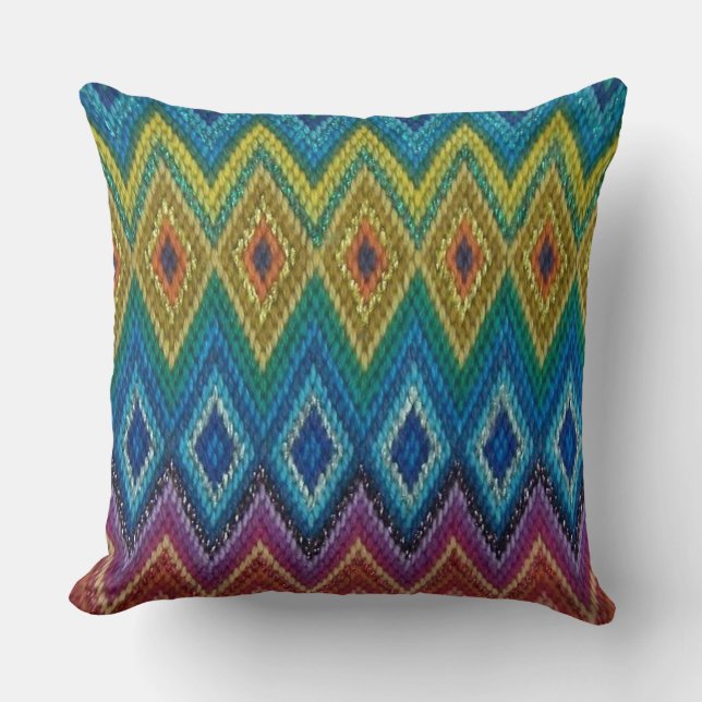 Textured Delight: A Textile Needlework Throw Pillo Cushion (Front)