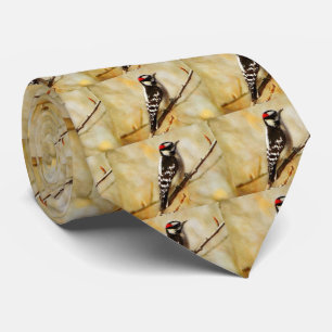 Textured Downy Woodpecker Men's Tie
