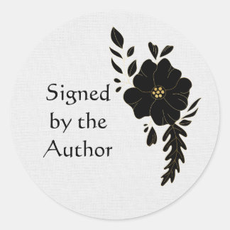 Textured effect black rose bookplate classic round sticker