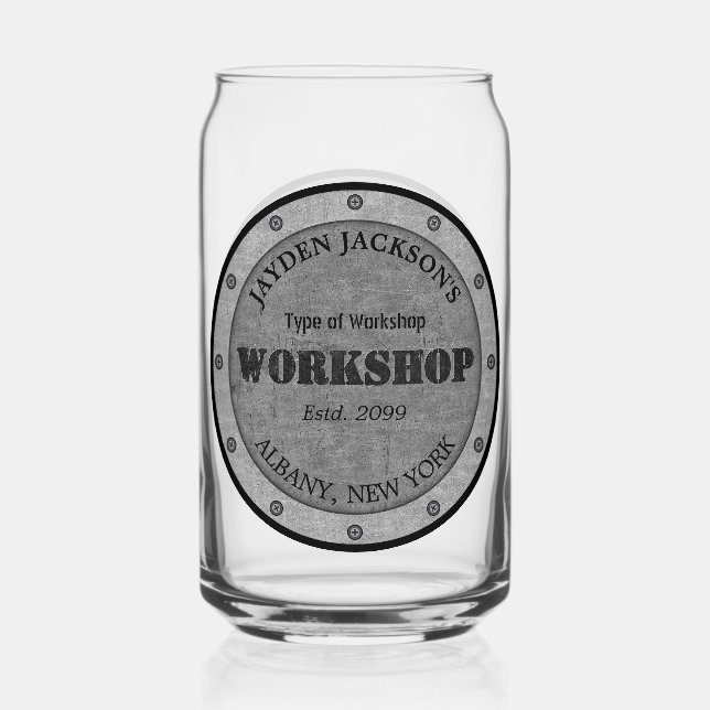 Textured Effect Shop Workshop Shed Man Cave Beer Can Glass (Front)