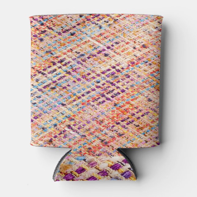 Textured Fabric Weave: Abstract Photography. Can Cooler (Front)