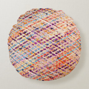 Textured Fabric Weave: Abstract Photography. Round Cushion