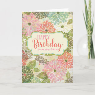 Textured Floral Happy Birthday Card for Her