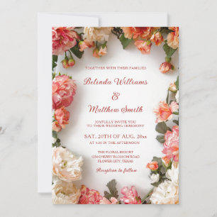 Textured Floral Wreath  Wedding Invitation