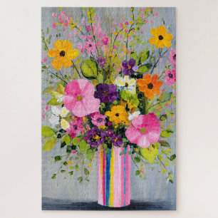 Textured Flowers in a Vase Jigsaw Puzzle