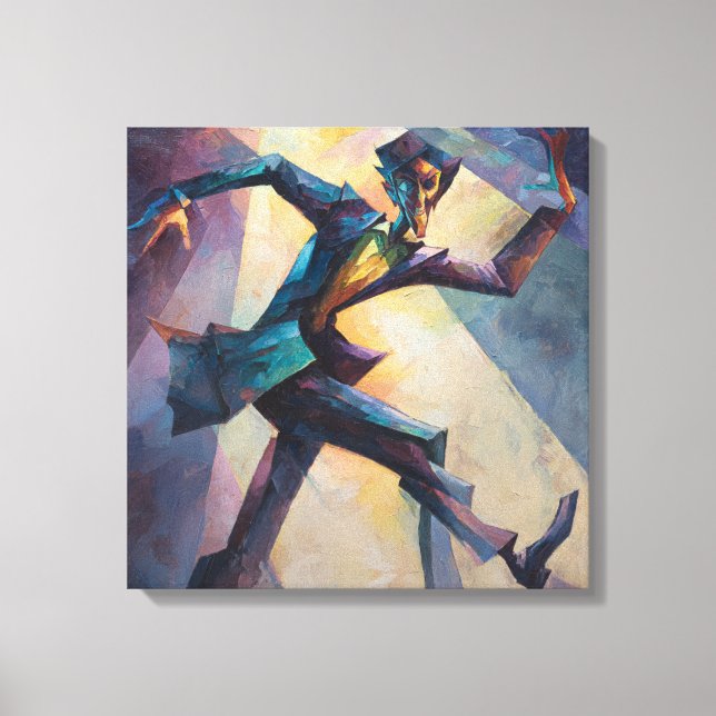 Textured Geometric Expressionist Man Dancing Canvas Print (Front)