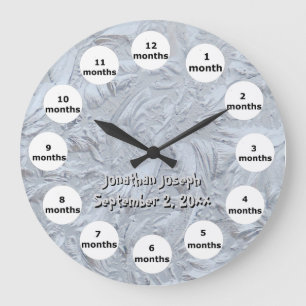 Textured Glass Photo 12 Month Baby Large Clock