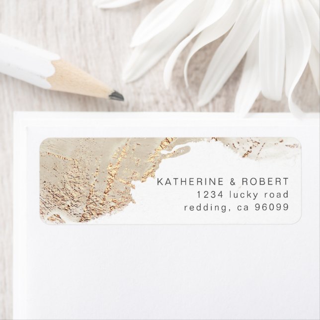Textured Gold Elegant Wedding Return Address Label (Insitu)