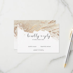 Textured Gold Faux Foil Elegant RSVP Card