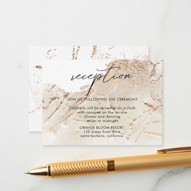 Textured Gold Faux Foil Reception Enclosure Card (Front/Back In Situ)