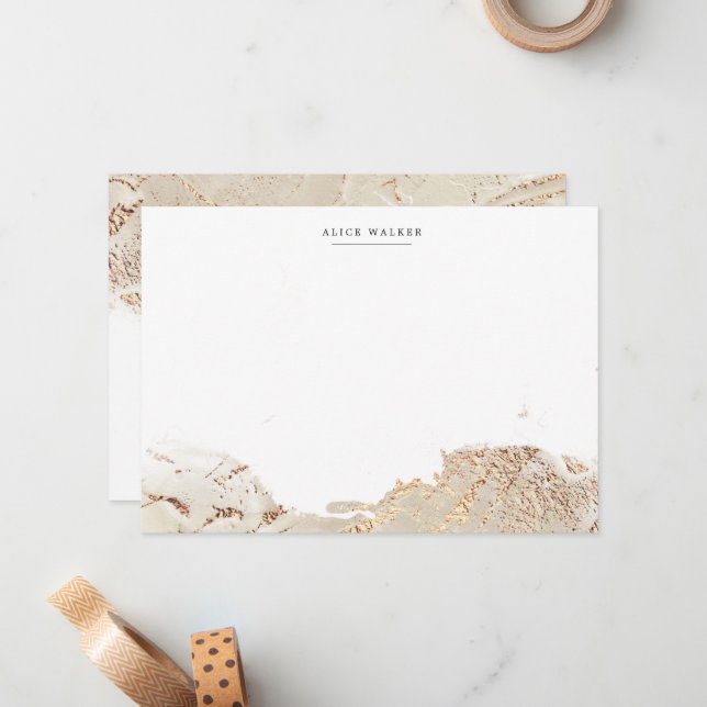 Textured Gold Faux Foil Stationery Note Card (Front/Back In Situ)