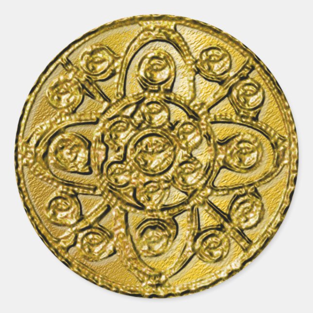 Textured Gold Filigree Classic Round Sticker (Front)