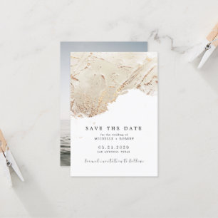 Textured Gold Foil Photo Save The Date Invitation