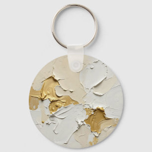 Textured Gold Impasto Abstract Neutral Key Ring