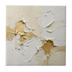 Textured Gold Impasto Abstract Neutral Tile