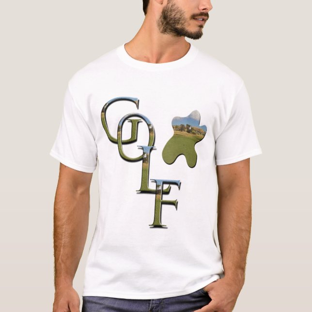 Textured Golf Logo With Golf Course, T-Shirt (Front)