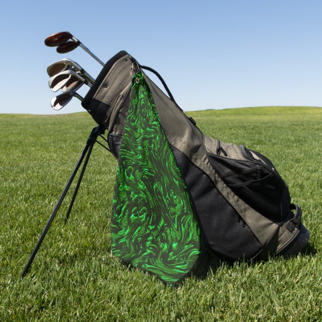 Textured grain metallic green  golf towel (Green)