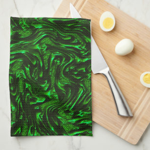 Textured grain metallic green tea towel
