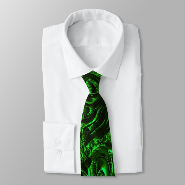 Textured grain metallic green tie (Tied)