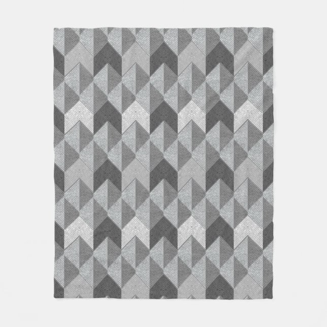 Textured grey geometric. fleece blanket (Front)