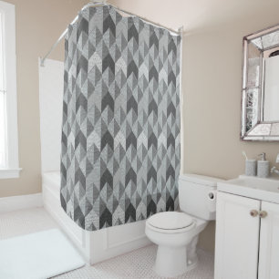 Textured grey geometric. shower curtain
