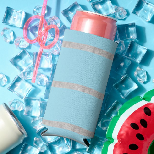 Textured grey stripes and blue seltzer can cooler (In Situ Summer)