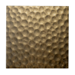 Textured Hammered Metal Bubbles Gold Tile