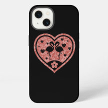 Textured Heart Flamingo Love Case-Mate iPhone Case