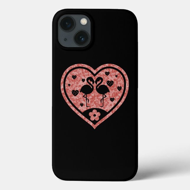 Textured Heart Flamingo Love Case-Mate iPhone Case (Back)