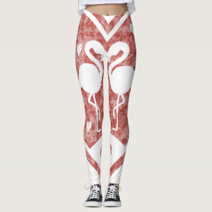 Textured Heart Flamingo Love - Custom Colour Leggings