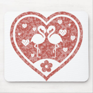 Textured Heart Flamingo Love Mouse Mat