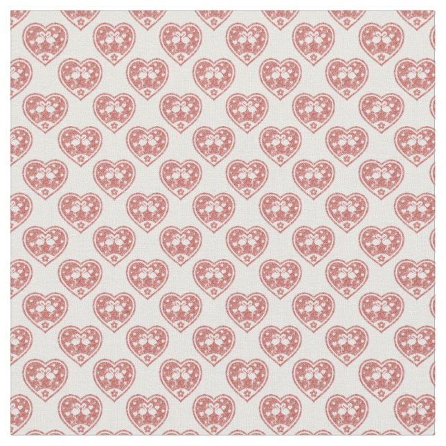 Textured Heart Flamingo Love Pattern Fabric (Close Up)