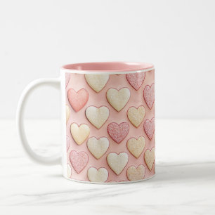 Textured Hearts Pink Valentines Day Two-Tone Coffee Mug