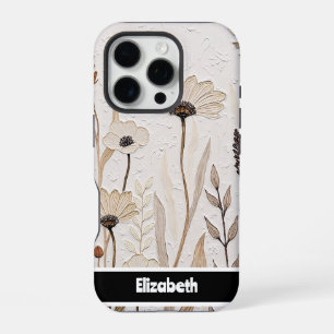 Textured Impasto Neutral Floral Smartphone iPhone 16 Pro Case