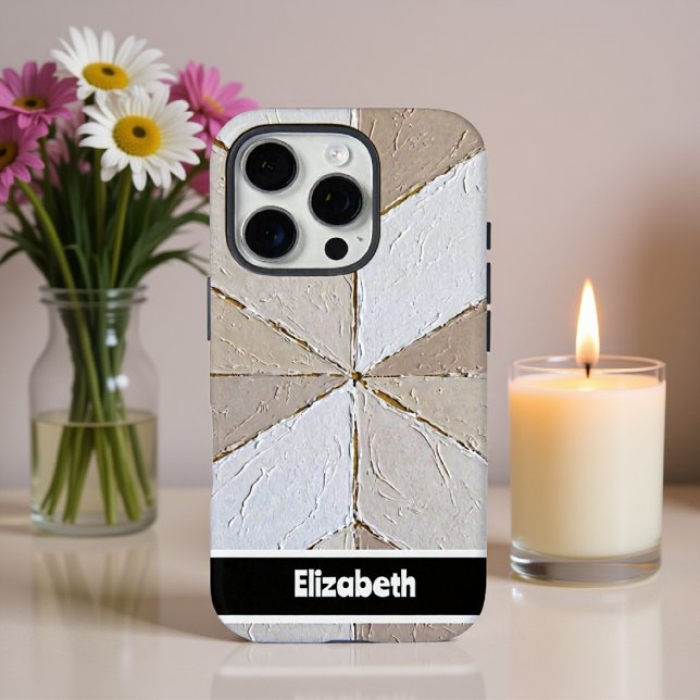 Textured Impasto Neutral Geometric Smartphone iPhone Case (Creator Uploaded)