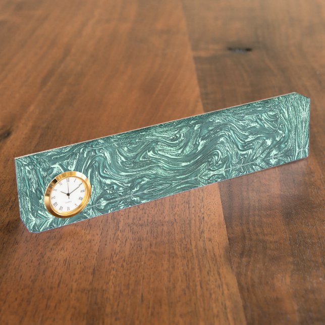 Textured jade and cyanish green shades nameplate (Side)