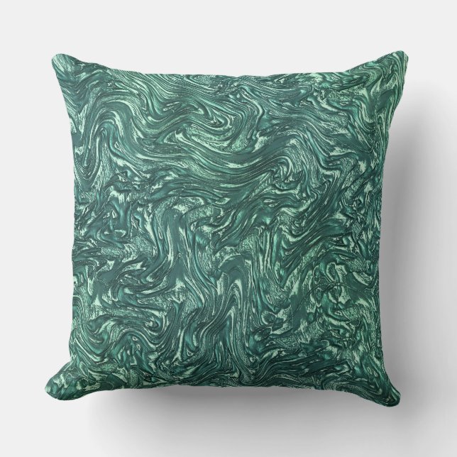 Textured jade and greenish cyan shades cushion (Front)