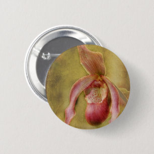 Textured Lady Slipper Orchid 6 Cm Round Badge