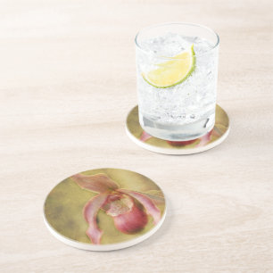 Textured Lady Slipper Orchid Coaster