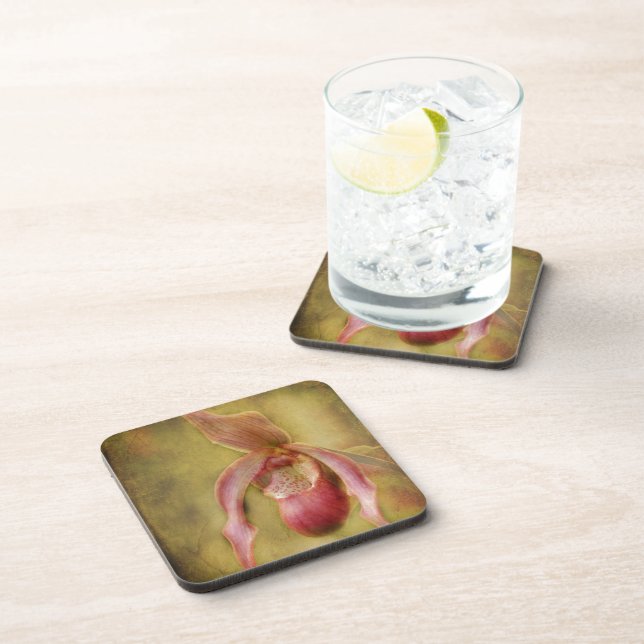Textured Lady Slipper Orchid Coaster (Right Side)