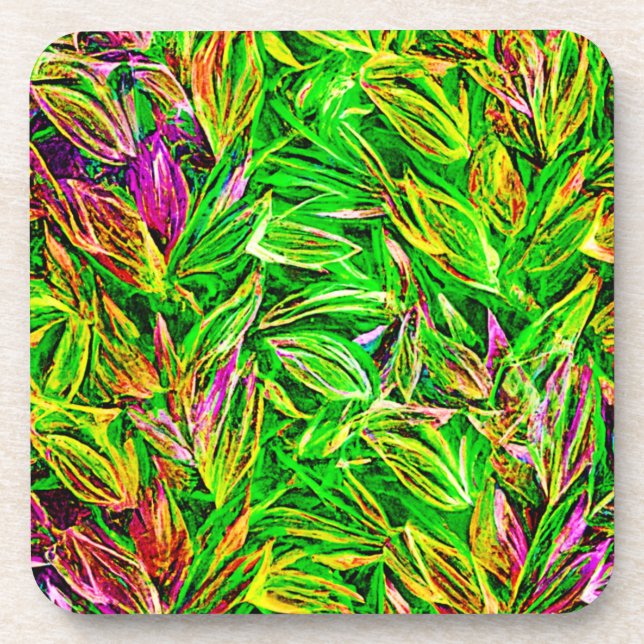 Textured Leaf Garden Art Coaster (Front)